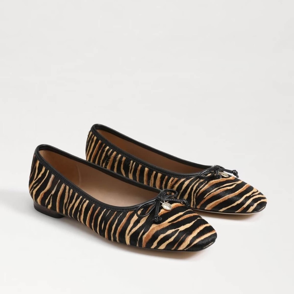 Sam Edelman Meadows Zebra Print Ballet Flats with Bow Accent